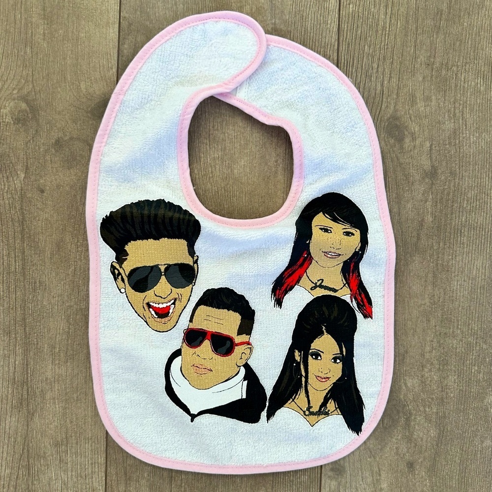 Rare Jersey Shore Baby Girl Bib- new, made at the jersey shore shop